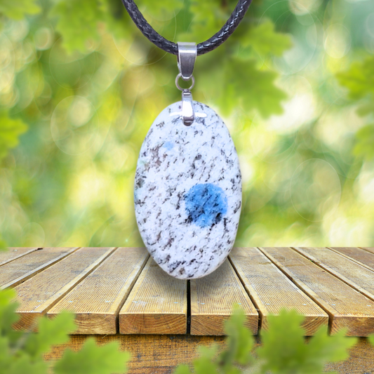 Pendentif en K2 (Granite et Azurite) (PE1782)