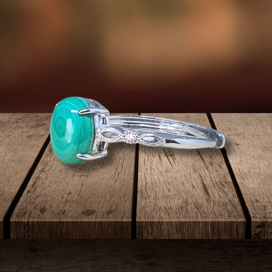 Bague réglable en Malachite (BAG64-3) - ENAE Minéraux