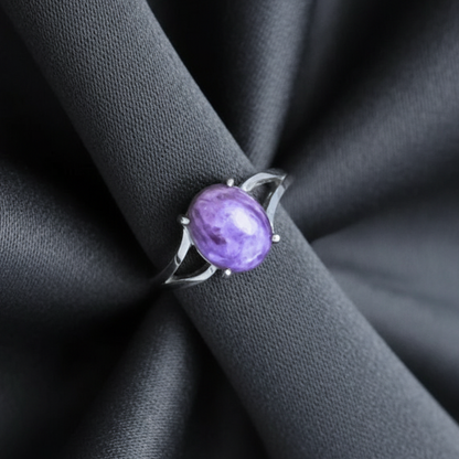 Bague réglable en Charoïte (BAG24-4)