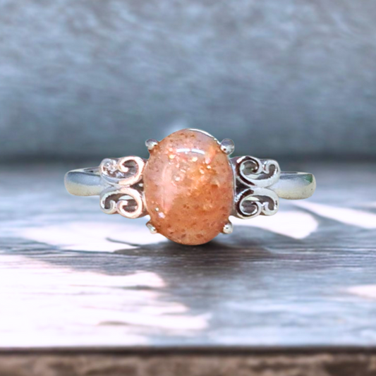 Bague réglable en Pierre de Soleil (BAG62-5)
