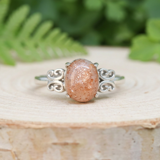 Bague réglable en Pierre de Soleil (BAG62-5)