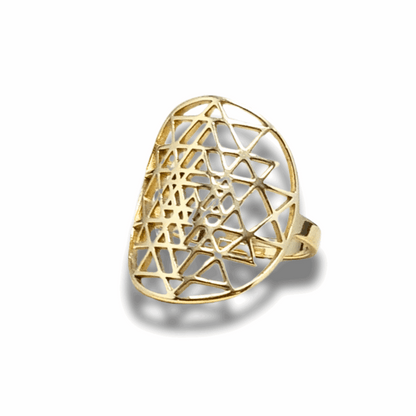 Bague réglable Sri-Yantra en acier inoxydable doré (BAGSYD)