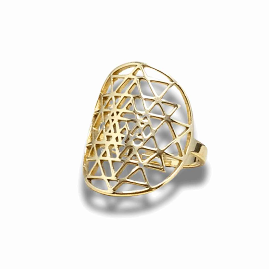 Bague réglable Sri-Yantra en acier inoxydable doré (BAGSYD)