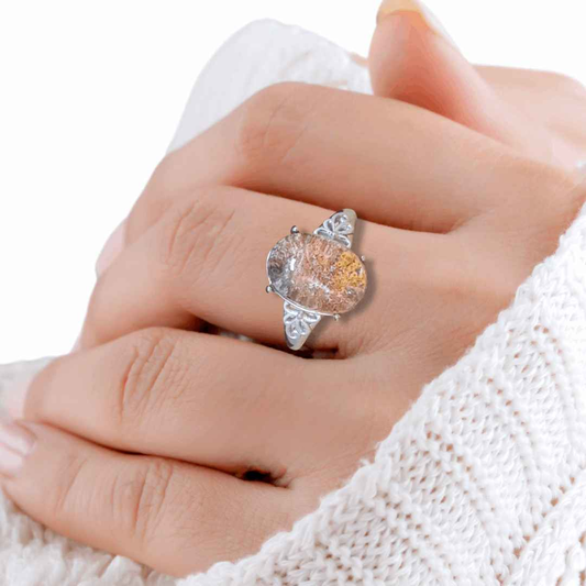 Bague réglable en Quartz Lodolite (BAG35-11) - ENAE Minéraux