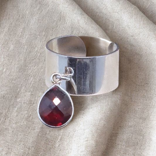 Bague réglable et Grenat facetté (BAGA61)