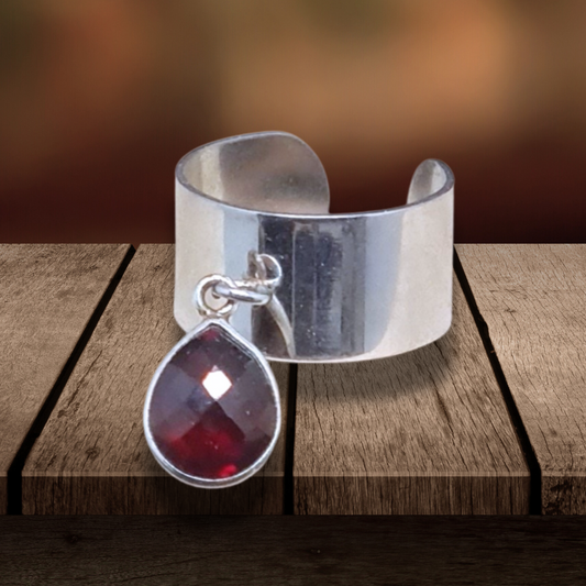Bague réglable et Grenat facetté (BAGA61) - ENAE Minéraux