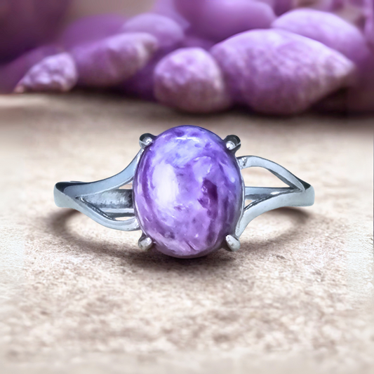 Bague réglable en Charoïte (BAG24-4)
