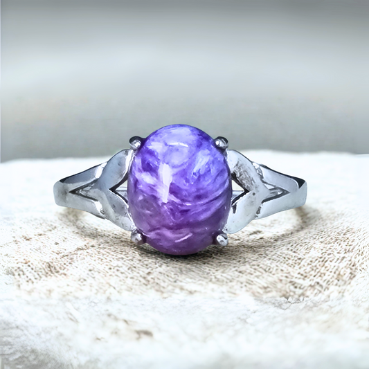 Bague réglable en Charoïte (BAG23)