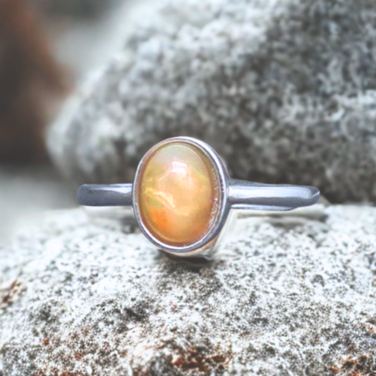 Bague réglable en Opale Welo de feu (BAG39-4)