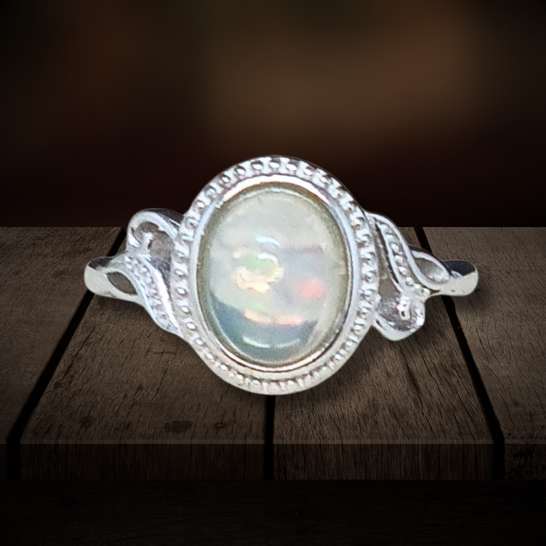 Bague réglable en Opale Welo Cristal (BAG39-1)