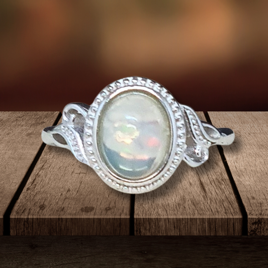Bague réglable en Opale Welo Cristal (BAG39-1) - ENAE Minéraux