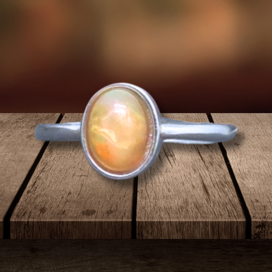 Bague réglable en Opale Welo de feu (BAG39-4) - ENAE Minéraux