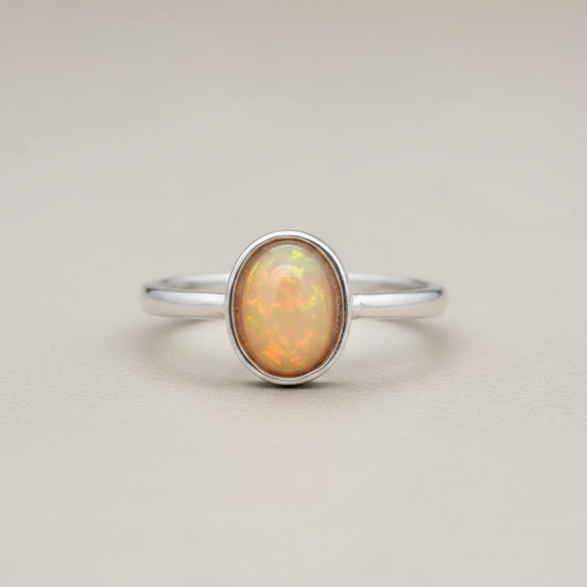 Bague réglable en Opale Welo de feu (BAG39 - 4)