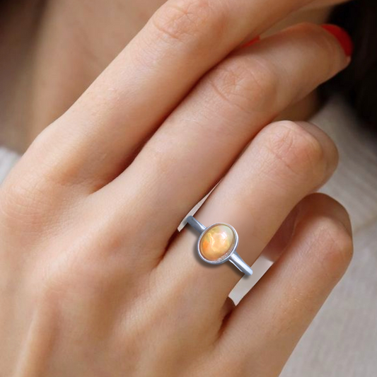 Bague réglable en Opale Welo de feu (BAG39-4) - ENAE Minéraux