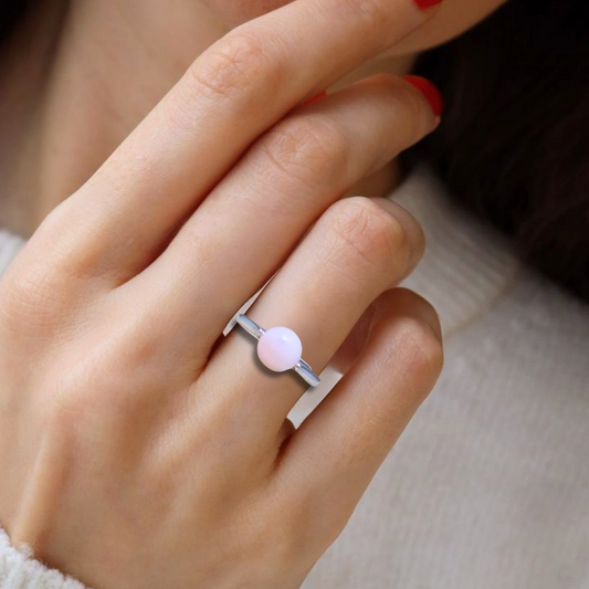 Bague réglable en Opale rose (BAGP48)