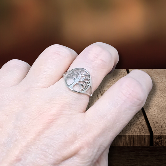 Bague réglable Arbre de Vie en acier inoxydable (BAGADV)