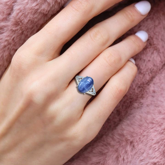 Bague réglable en Cyanite bleue (BAG21-3)