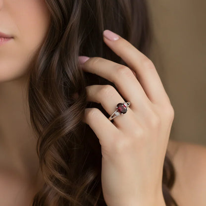 Bague réglable en Grenat (BAG25-17)