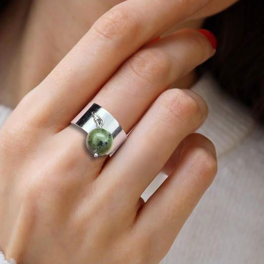 Bague réglable en Jade Néphrite (BAGAP60) - ENAE Minéraux