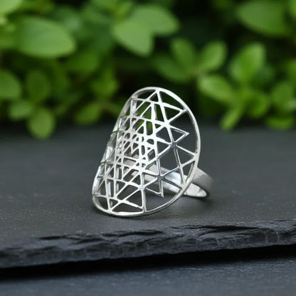 Bague réglable Sri-Yantra en acier inoxydable (BAGSY)