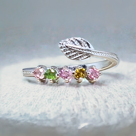 Bague réglable en Tourmaline multicolore et Argent (BAG37-1)