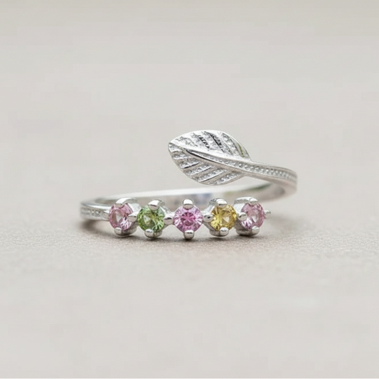 Bague réglable en Tourmaline multicolore et Argent (BAG37 - 1)