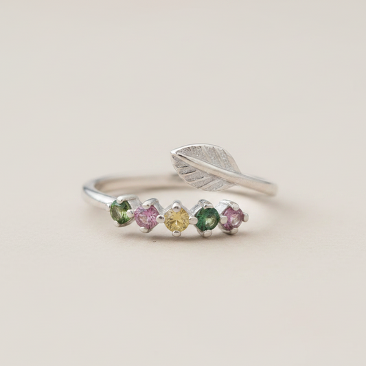 Bague réglable en Tourmaline multicolore et Argent (BAG37 - 2)