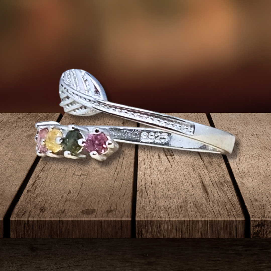 Bague réglable en Tourmaline multicolore et Argent (BAG37-2) - ENAE Minéraux