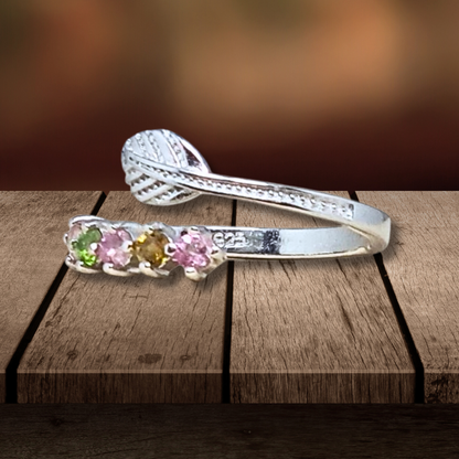 Bague réglable en Tourmaline multicolore et Argent (BAG37-1) - ENAE Minéraux