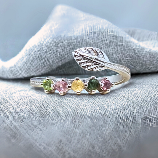 Bague réglable en Tourmaline multicolore et Argent (BAG37-2)