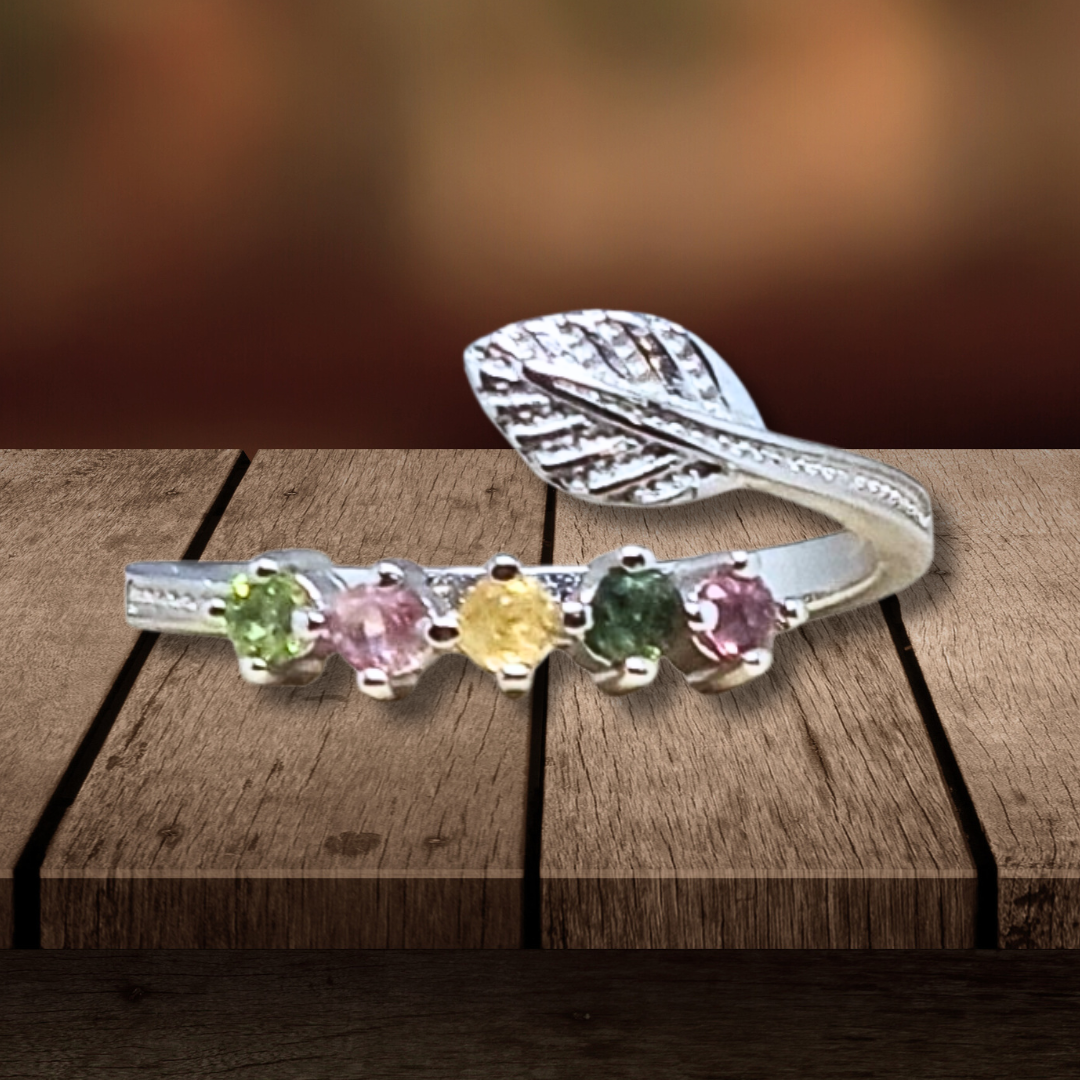 Bague réglable en Tourmaline multicolore et Argent (BAG37-2) - ENAE Minéraux
