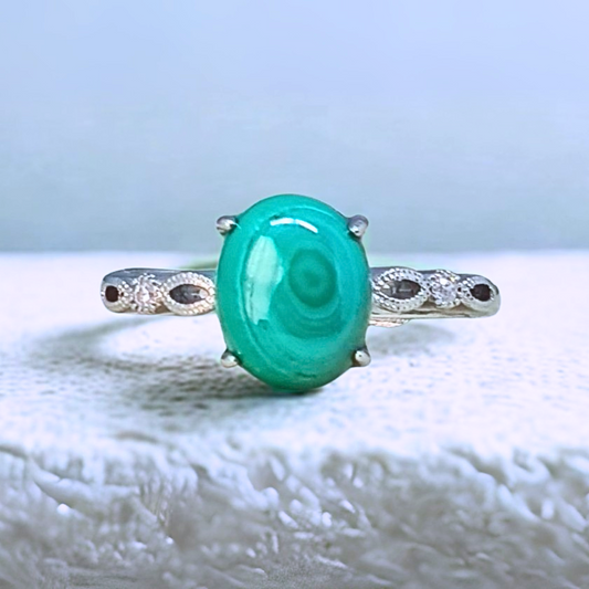 Bague réglable en Malachite (BAG64-3)
