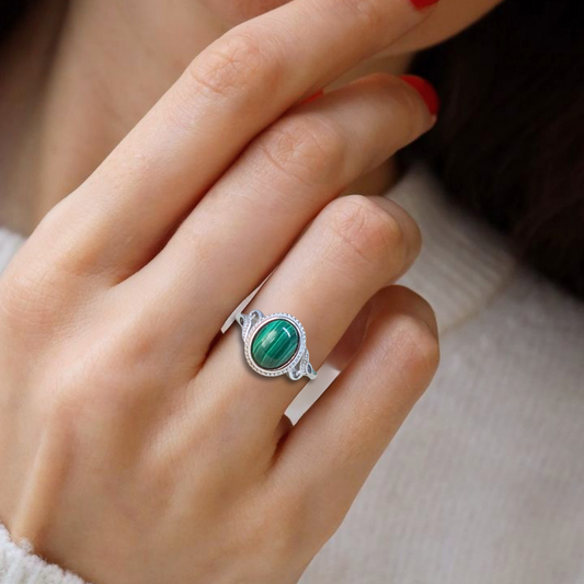 Bague réglable en Malachite (BAG64-2) - ENAE Minéraux