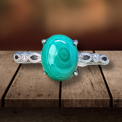 Bague réglable en Malachite (BAG64-3) - ENAE Minéraux
