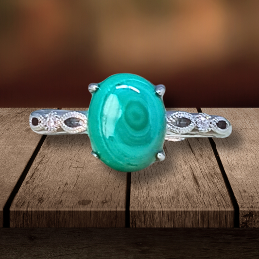 Bague réglable en Malachite (BAG64-3) - ENAE Minéraux