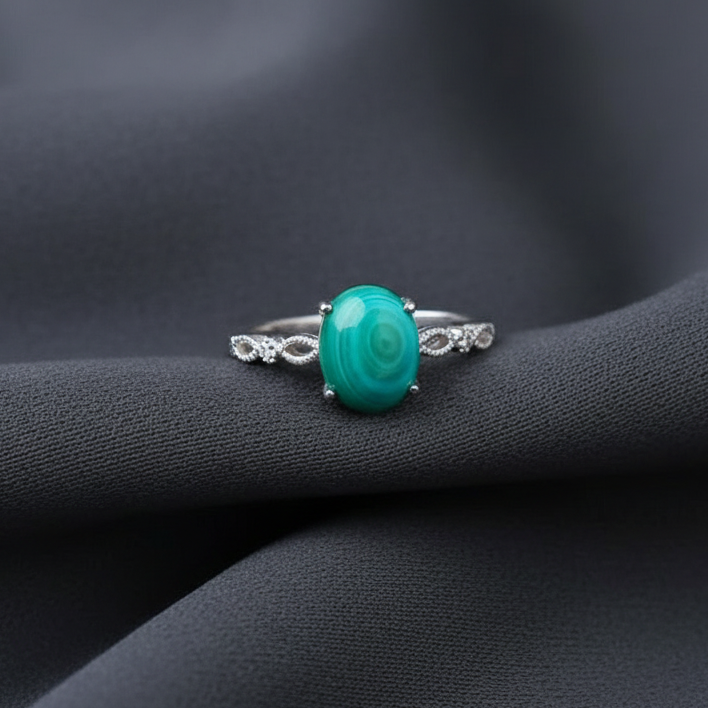 Bague réglable en Malachite (BAG64-3)