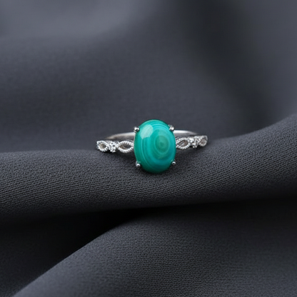 Bague réglable en Malachite (BAG64-3)