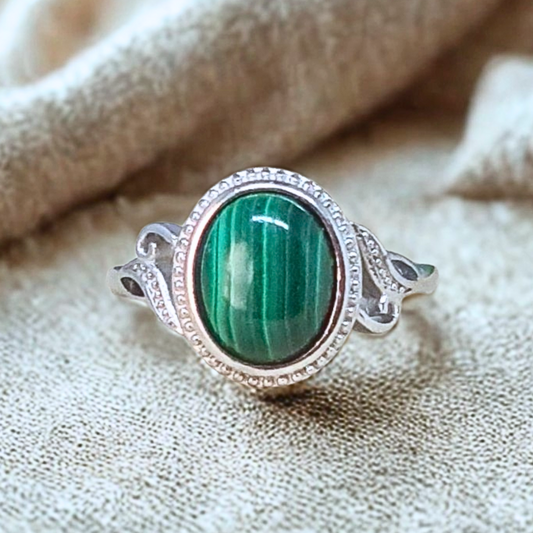 Bague réglable en Malachite (BAG64-2)