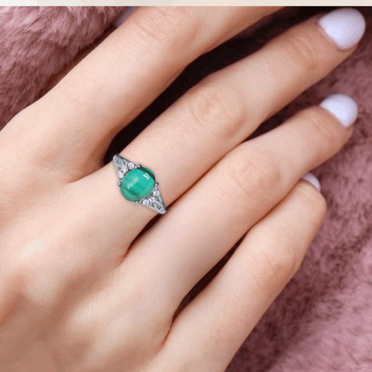 Bague réglable en Malachite (BAG64-1)