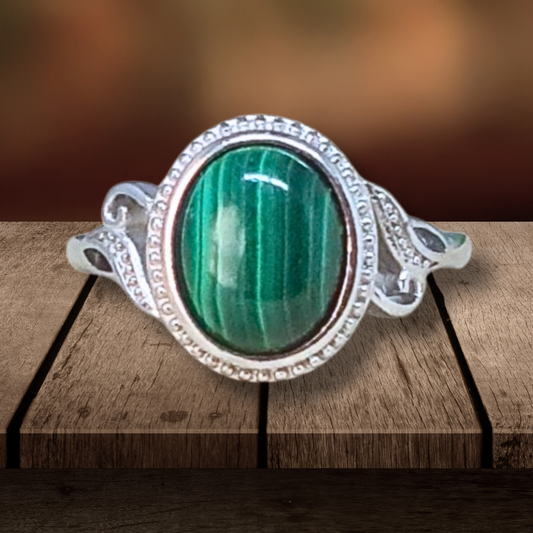 Bague réglable en Malachite (BAG64-2) - ENAE Minéraux