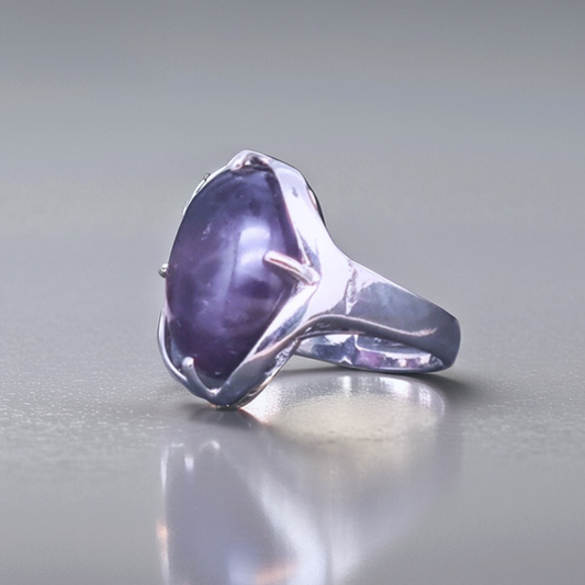 Bague réglable en Améthyste (BAGA5)