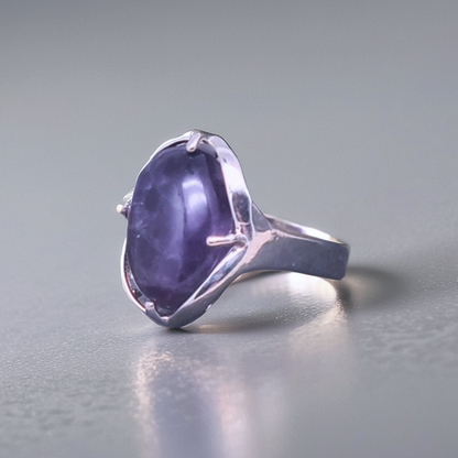 Bague réglable en Améthyste (BAGA6)