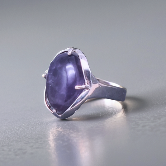 Bague réglable en Améthyste (BAGA6)