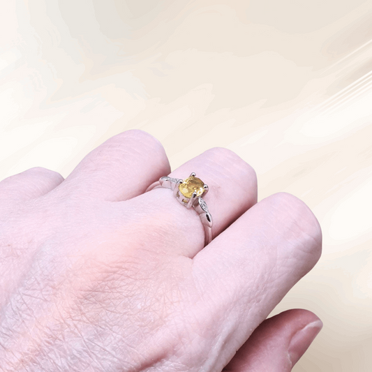 Bague réglable en Citrine et Argent 925 (BAG45-5)