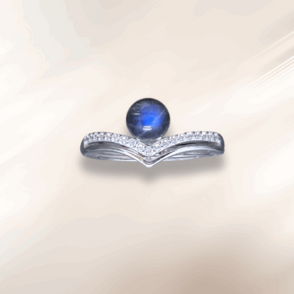 Bague réglable en Labradorite bleue (BAGA43-1)