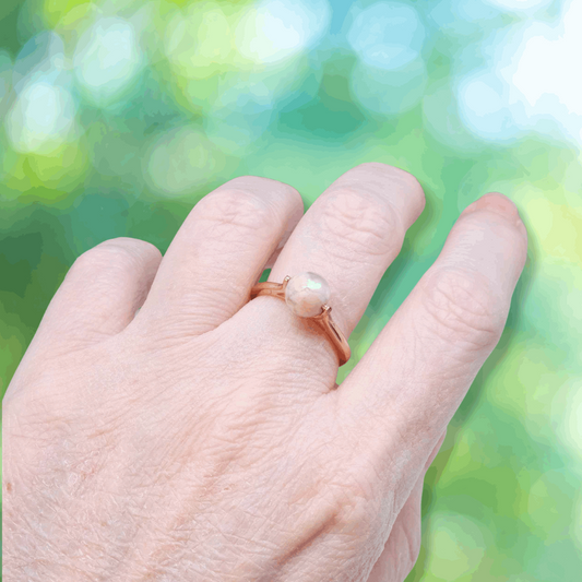 Bague réglable Agate Fleurs et Argent rosé (BAGP30)