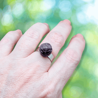 Bague réglable Fleur en Fluorite violette (BAGA59)