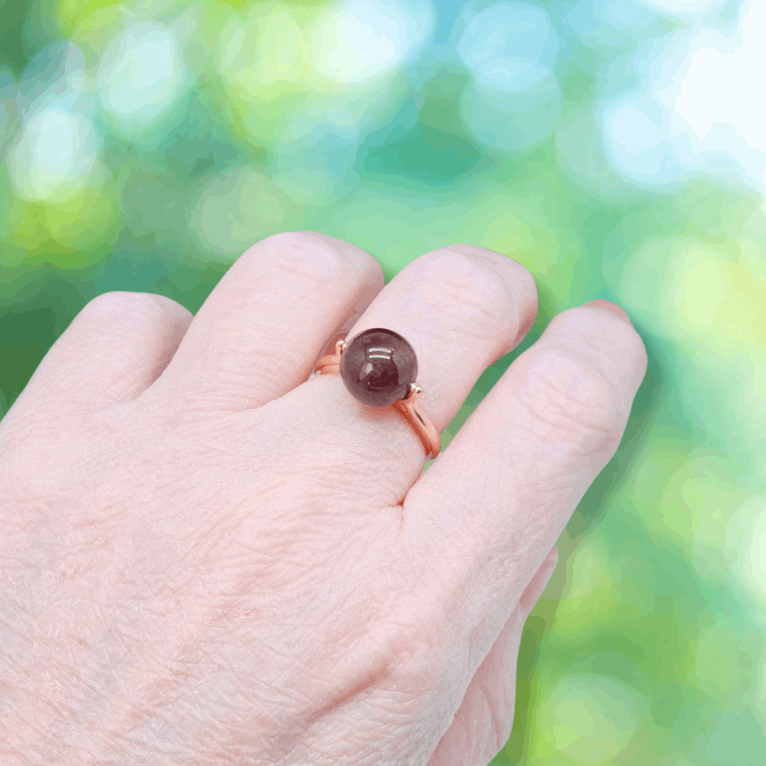 Bague réglable en Grenat Pyrope et Argent rosé (BAGP47)