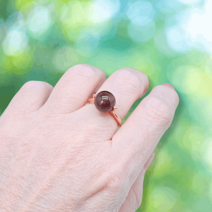 Bague réglable en Grenat Pyrope et Argent rosé (BAGP47)