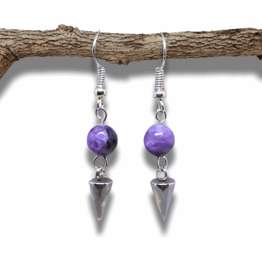 Boucles d'oreilles en Charoïte (BOHM200)